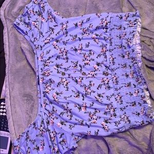 Off the shoulder baby blue crop top with flowers